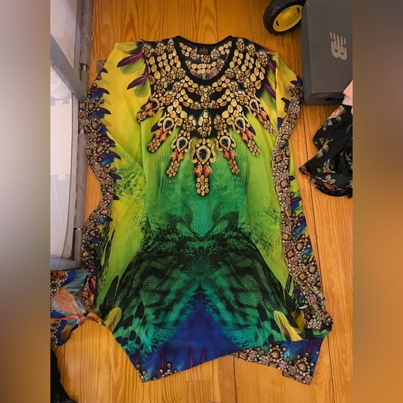 Vibrant 100% Silk Multicolor Maxi Dress - Picture 1 of 5